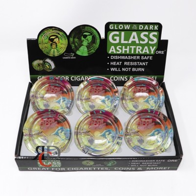 GLOW IN DARK GLASS ASHTRAY 6CT/ DISPLAY - RM